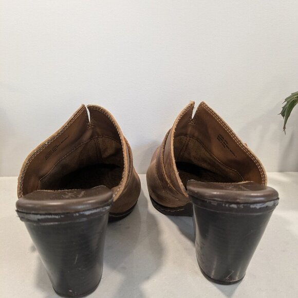 B.O.C brown western leather clog mules - chunky heel size 10 - Picture 4 of 6